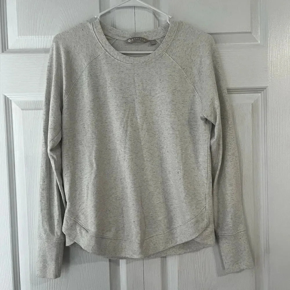 Athleta Womens Sweatshirt Size Small Gray Criss Cross Tulip Hem Pullover Stretch